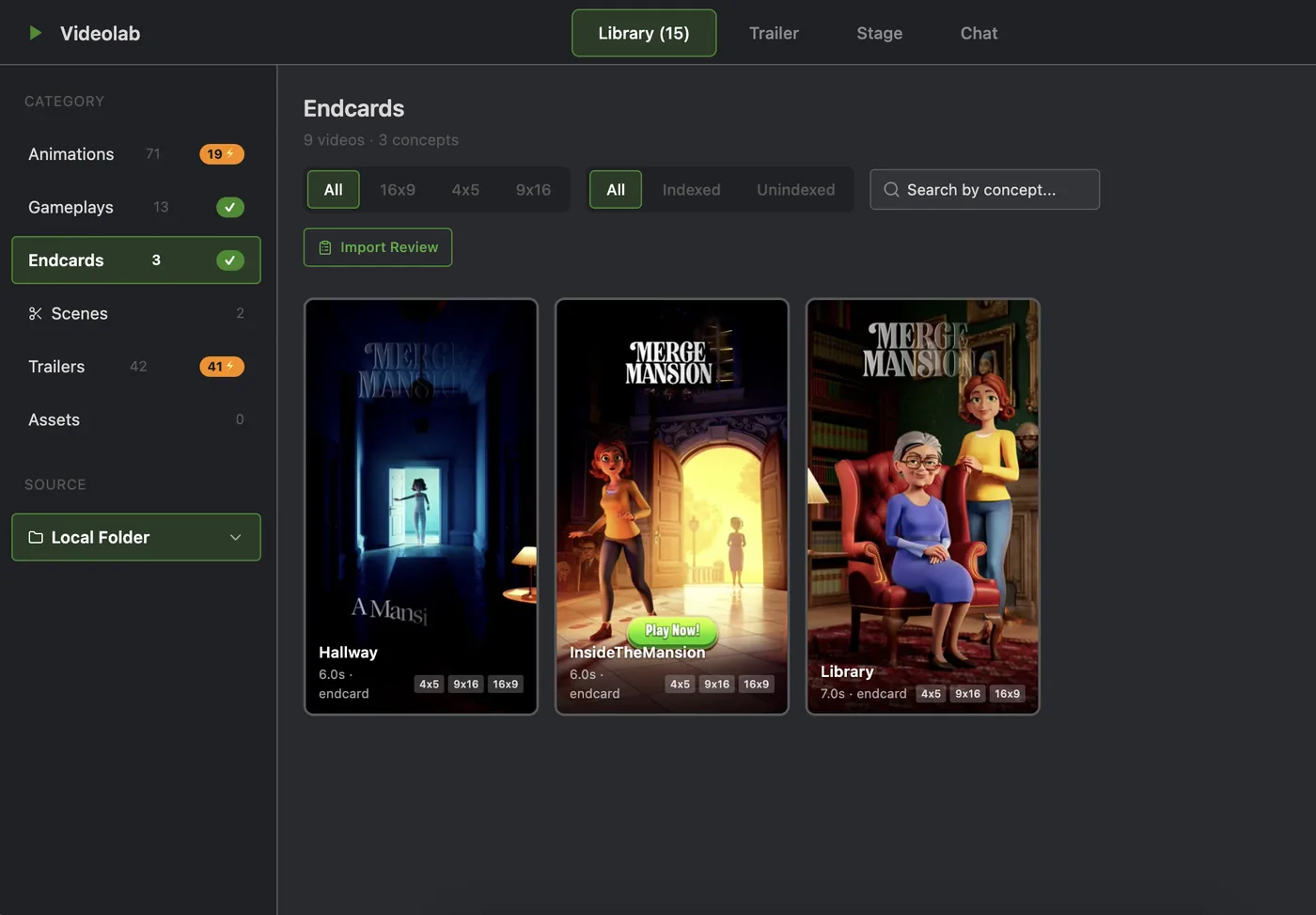 Endcards library