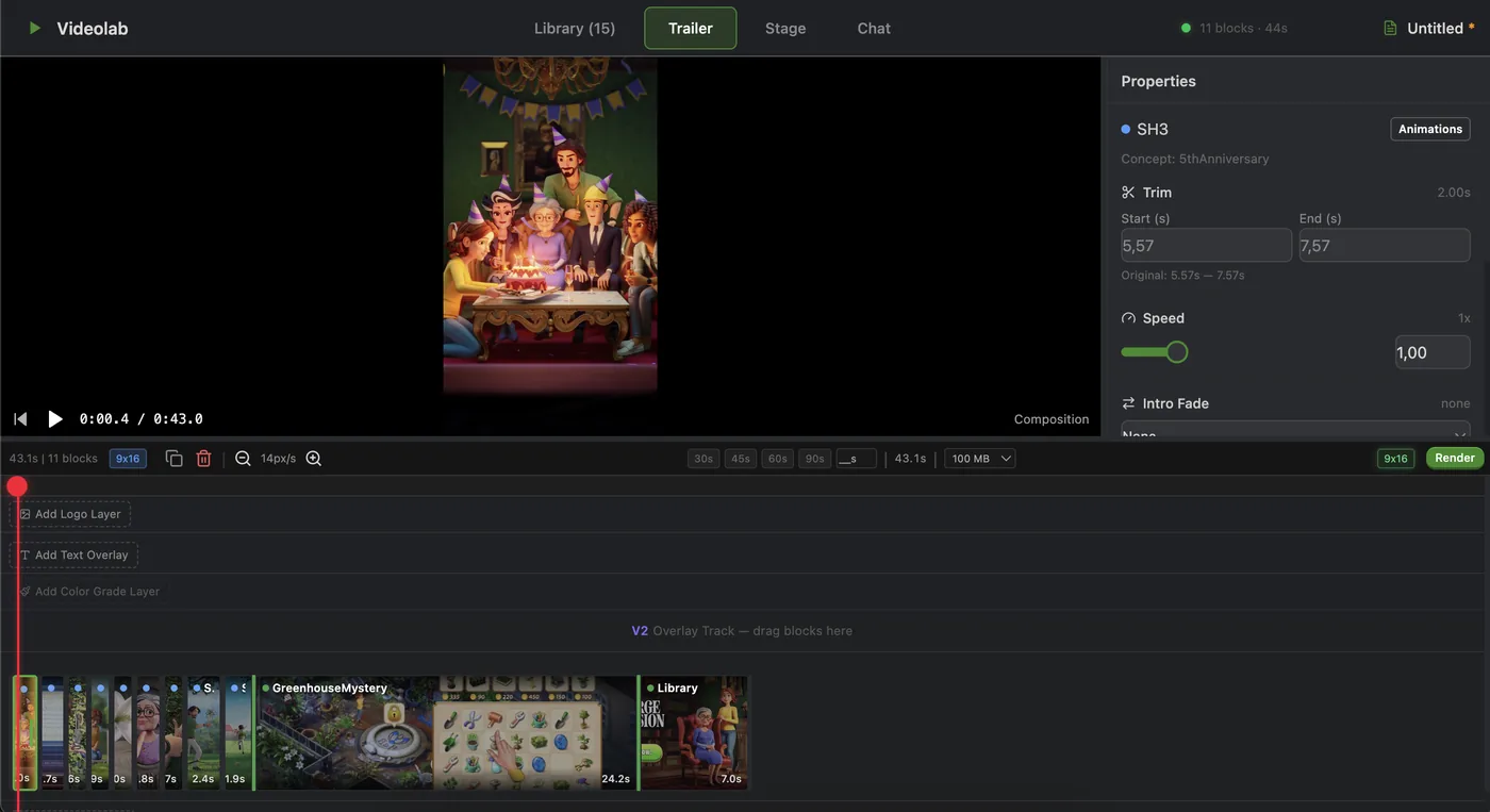 Videolab trailer editor